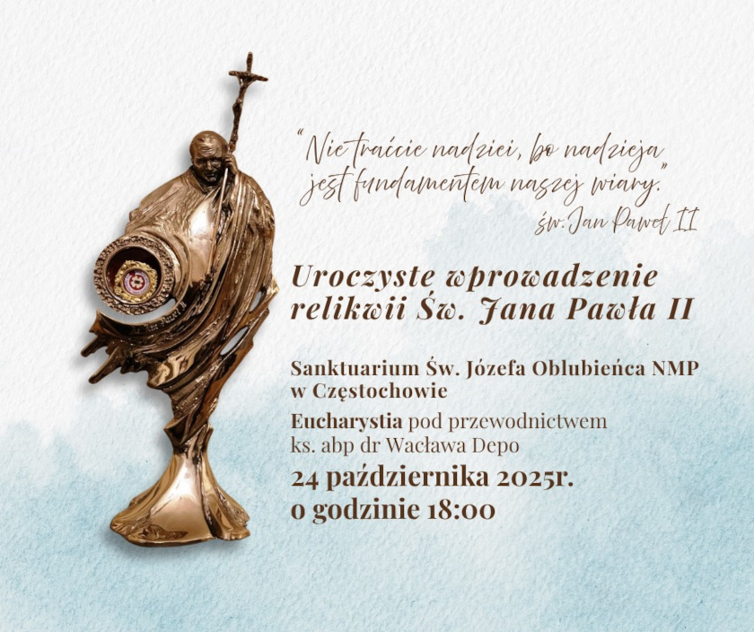 zaproszenie wprowadzenie relikwi JP II